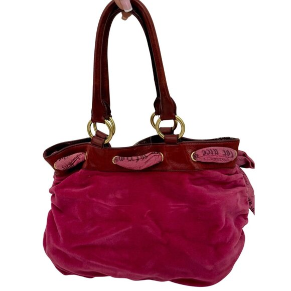 RARE Vintage Y2K Juicy Couture Pink Velour Vegan Leather Embroidered Logo Bag - Picture 7 of 16